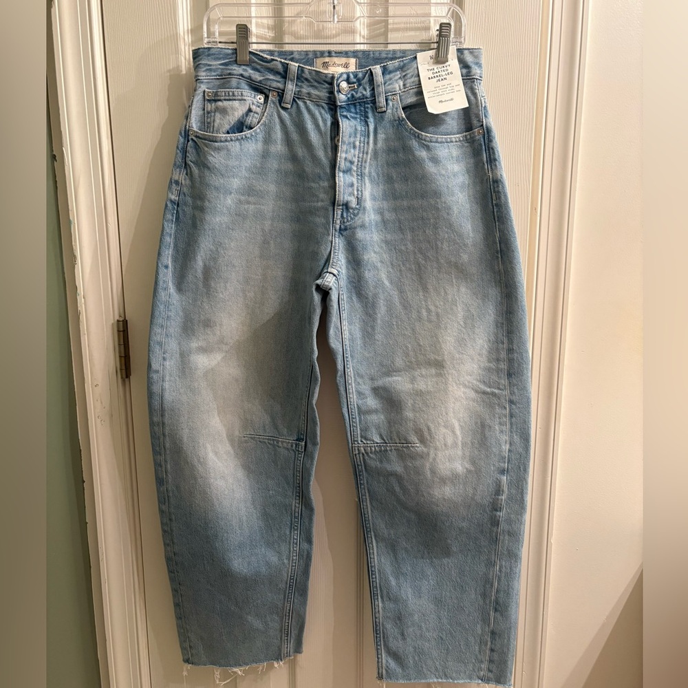 NWT Madewell Curvy Darted Barrel Leg Jean, Sz 27, Edmonson Wash